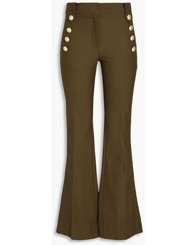 10 Crosby Derek Lam Buton-embellished Cotton-blend Twill Flared Trousers - Green