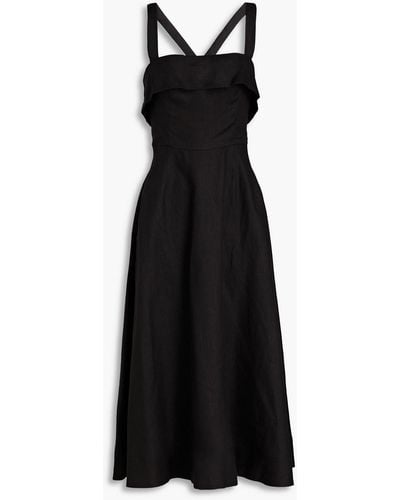 Nicholas Carmellia Linen Midi Dress - Black