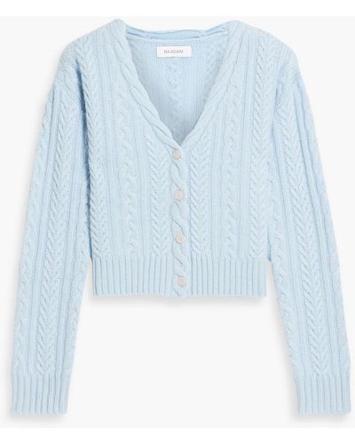 NAADAM Cable-knit Wool And Cashmere-blend Cardigan - Blue