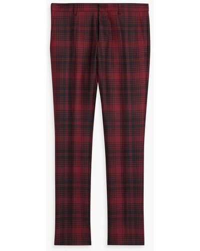 Valentino Garavani Skinny-fit Checked Wool-blend Twill Pants - Red