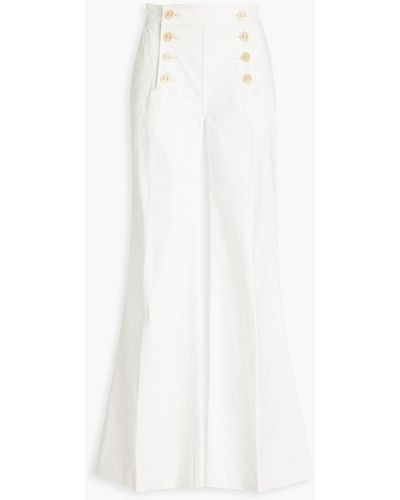 Zimmermann Embroidered High-rise Wide-leg Jeans - White