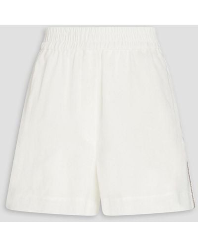 Brunello Cucinelli Bead-embellished Cotton Shorts - White