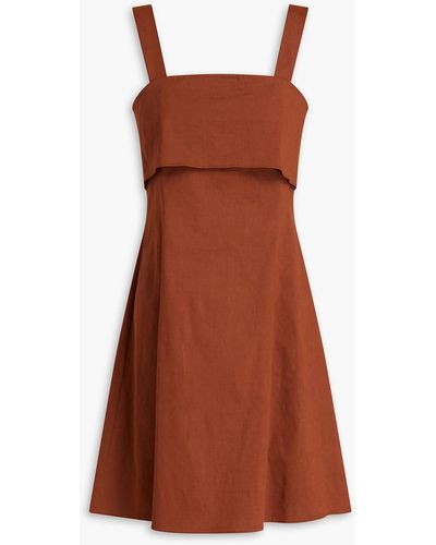 Theory Slub Linen-blend Mini Dress - Brown