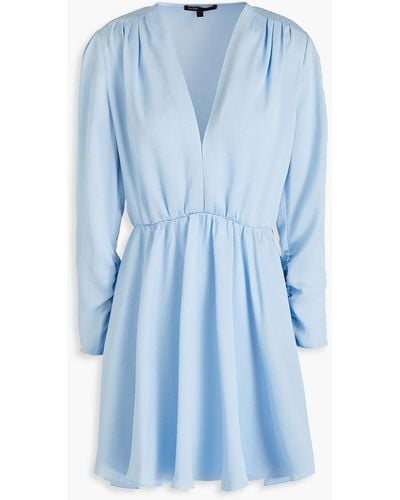 Maje Hammered-crepe De Chine Mini Dress - Blue