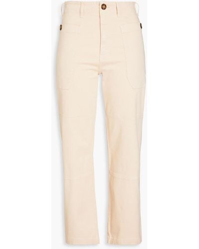 FRAME Cropped Stretch-cotton Twill Cargo Trousers - Natural