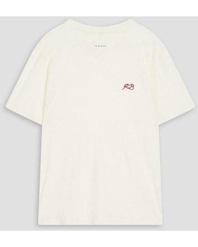 Rag & Bone Embroidered Slub Cotton-jersey T-shirt - Natural