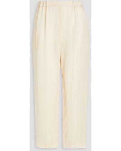 Gentry Portofino Cropped Cupro Tapered Trousers - Natural