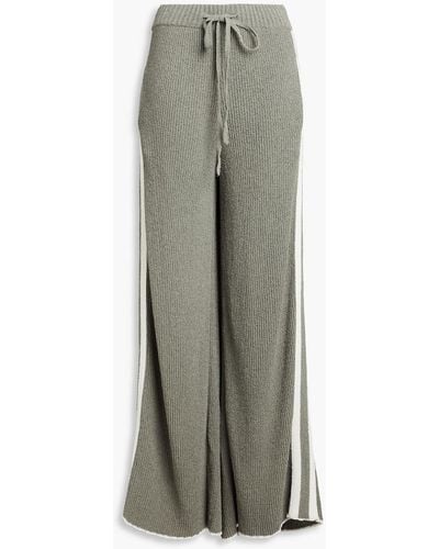 Maison Margiela Ribbed Bouclé-knit Wide-leg Trousers - Grey