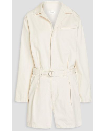 Rag & Bone Belted Pleated Cotton Playsuit - Natural