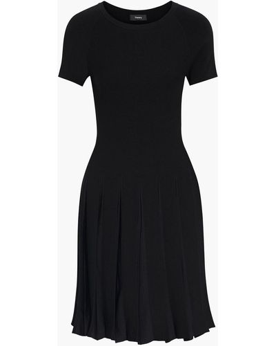 Theory Pleated Knitted Dress - Black