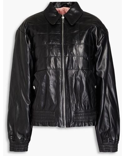Sandro Arnold Quilted Leather Jacket - Black