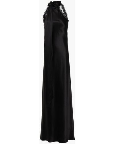 Amanda Wakeley Lace-trimmed Draped Silk-satin Crepe Maxi Dress - Black