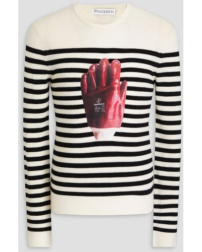 JW Anderson Printed Ribbed Wool Sweater - White