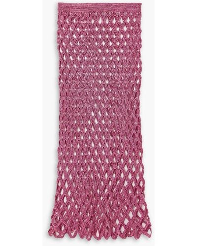 Cult Gaia Finn Metallic Crochet-knit Midi Skirt - Purple