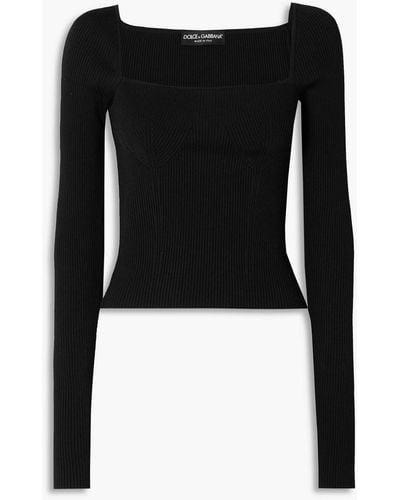 Dolce & Gabbana Ribbed-knit Top - Black