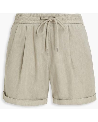 James Perse Pleated Linen-blend Shorts - White