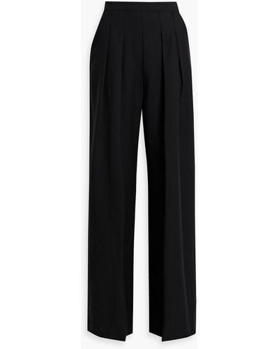 Enza Costa Tm, Linen And Cotton-blend Wide-leg Trousers - Black