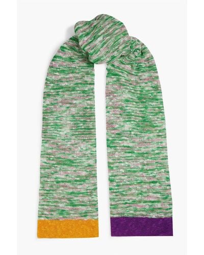 Missoni Space-dyed Crochet-knit Cotton Scarf - Green