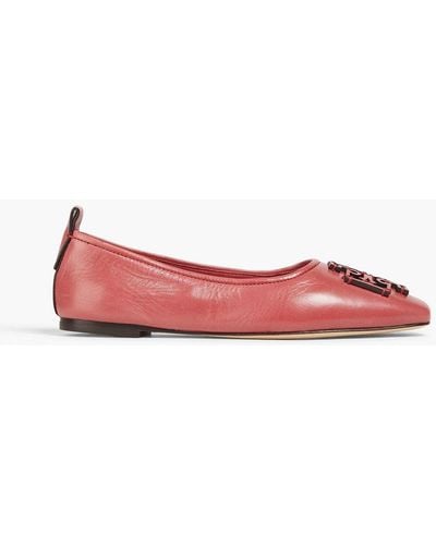 Tory Burch Ines Embellished Leather Ballet Flats - Red