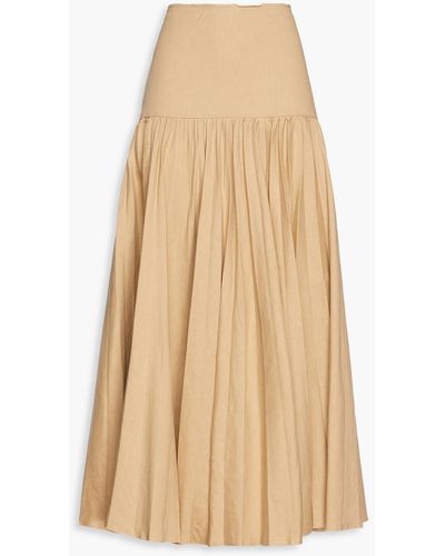 JOSEPH Sven Gathered Linen-blend Twill Maxi Skirt - Natural