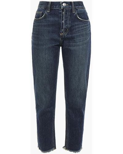 Current/Elliott The Exposed Fly Cropped Distressed High-rise Slim-leg Jeans Größe 26 - Blue