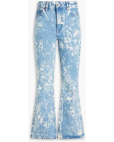 Ganni Betzy Cropped Printed High-rise Flared Jeans - Blue