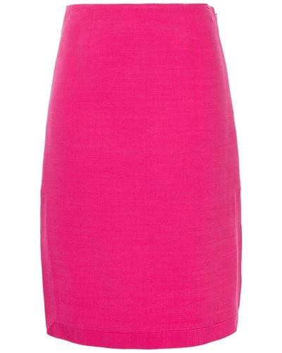 Emilio Pucci Wool And Silk-blend Crepe Pencil Skirt - Pink