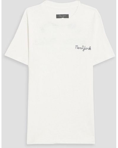Rag & Bone Embroidered Printed Cotton-jersey T-shirt - Natural