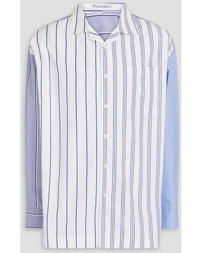JW Anderson Striped Cotton-blend Poplin Shirt - Blue