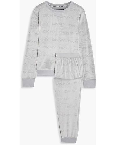 DKNY Pyjama aus velours mit print - Grau