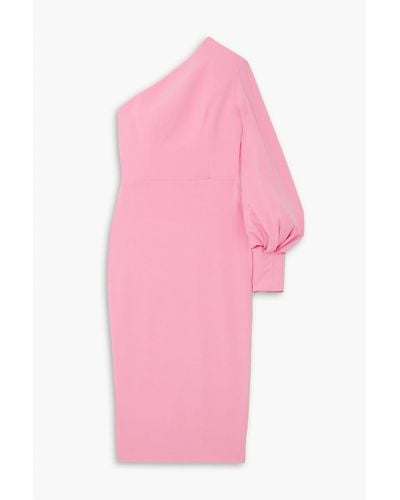 Alex Perry Warner One-shoulder Crepe Midi Dress - Pink