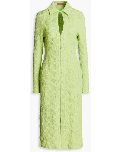 Rejina Pyo Sana Cotton-blend Seersucker Midi Dress - Green