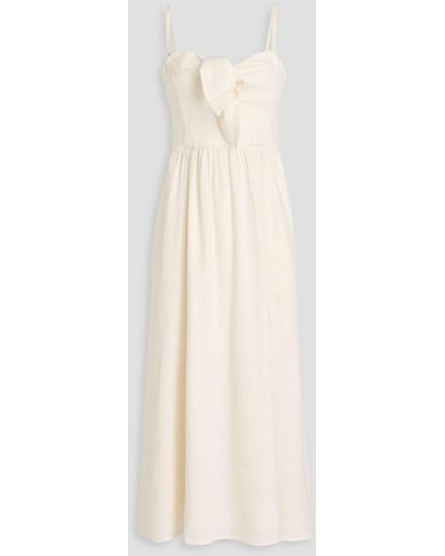 Solid & Striped Aurora Knotted Linen-blend Midi Dress - White