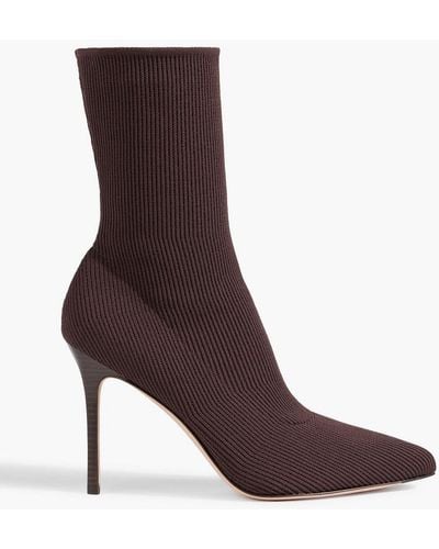 Veronica Beard Lisa Stretch-knit Sock Boots - Brown