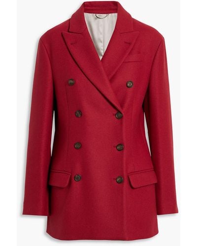 Brunello Cucinelli Double-breasted Wool-blend Twill Coat - Red