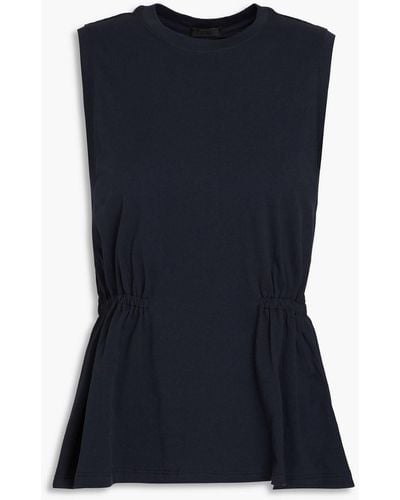 ATM Ruched Cotton-jersey Tank - Blue