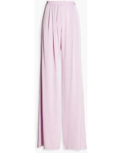 Alex Perry Pleated Satin-crepe Wide-leg Trousers - Pink