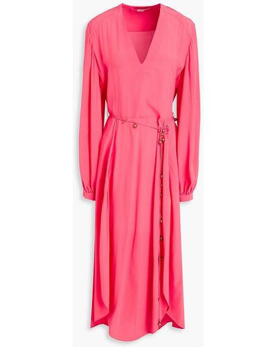 Stella McCartney Embellished Silk Crepe De Chine Midi Dress - Pink