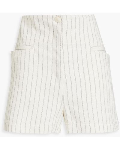 By Malene Birger Striped Cotton And Linen-blend Twill Shorts - White