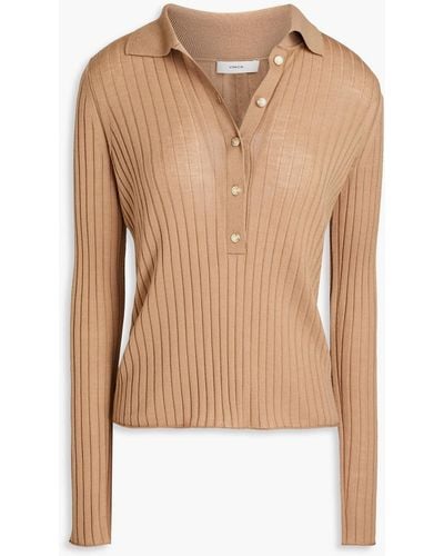 Vince Ribbed Wool Polo Sweater - Natural