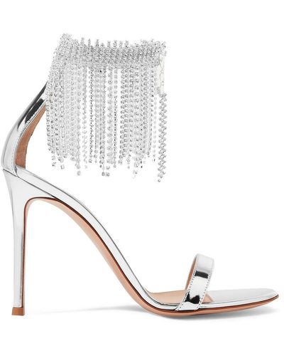 Gianvito Rossi 100 Crystal-embellished Leather Sandals - White