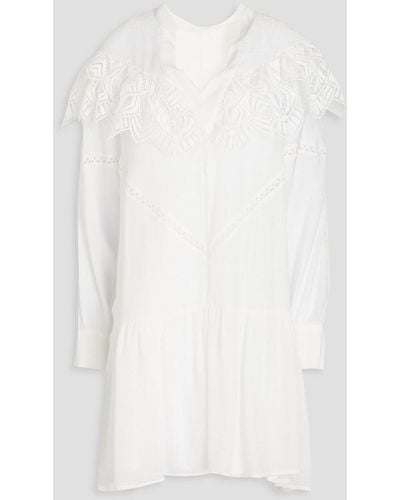 IRO Guipure Lace-trimmed Crepon Mini Dress - White