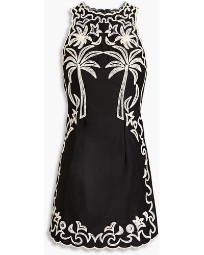 Maje Embroidered Cotton-twill Mini Dress - Black