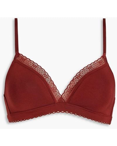 MAISON LEJABY Sin embroidered stretch-tulle and jersey underwired