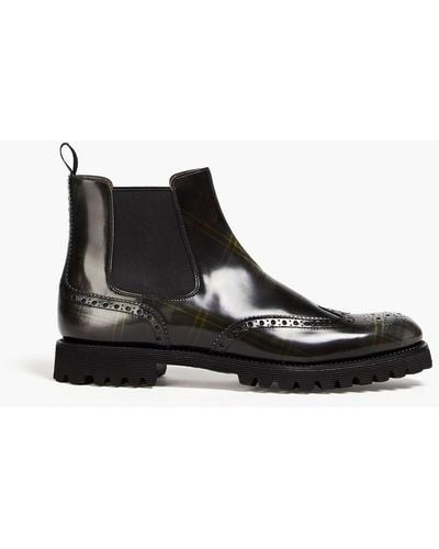 Church's Perforated Checked Glossed-leather Chelsea Boots - Black