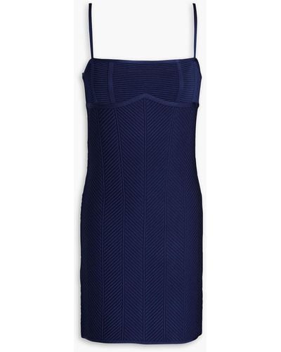 Hervé Léger Ribbed Bandage Mini Dress - Blue