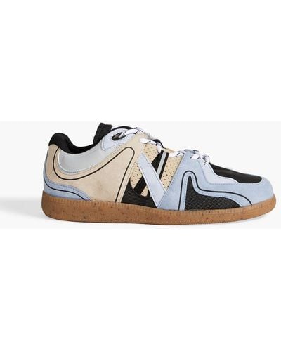 Ganni Color-block Suede, Leather And Mesh Sneakers - Blue