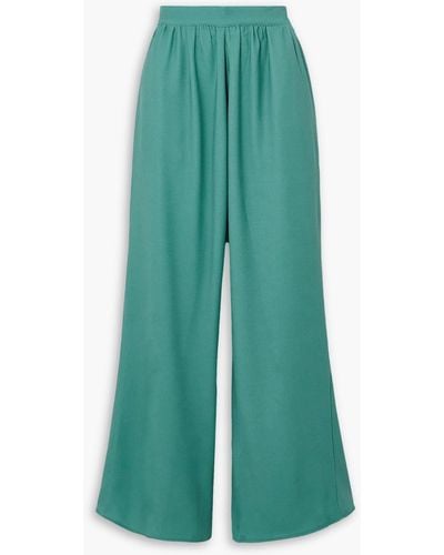 Miaou Arielle Gathered Crepe Wide-leg Trousers - Green