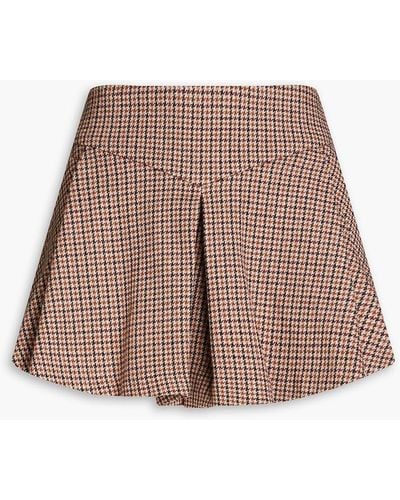 Maje Pleated Prince Of Wales Checked Tweed Shorts - Brown