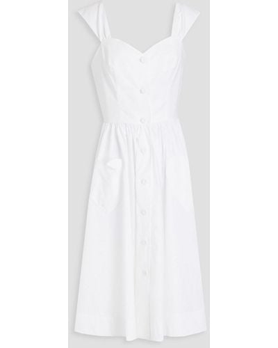 Moschino Gathered Cotton-blend Poplin Dress - White